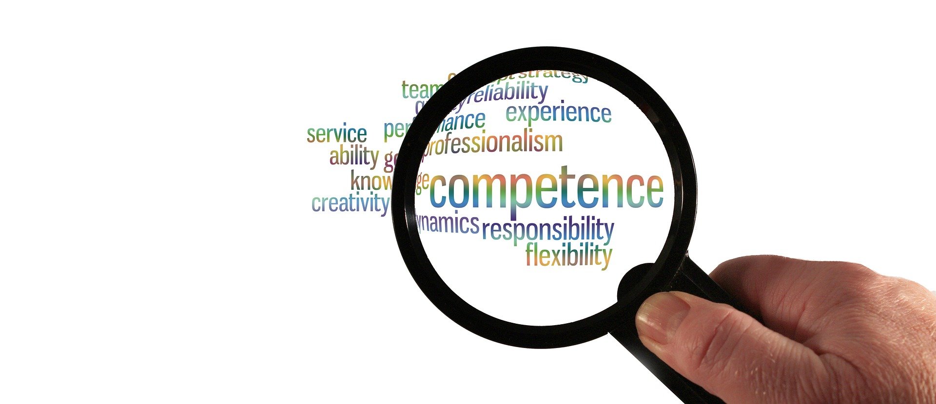 Magnifying glass with word Competence to illustrate blog by Danum Business Solutions, Heath and Safety Consultant