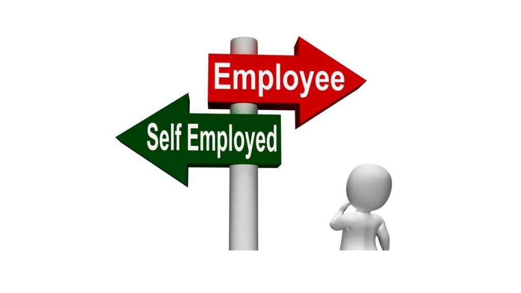 Signpost with employed and self-employed pointing in opposite directions. to illustrate article by Danum Business Solutions, Health and Safety Consultant