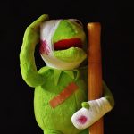 Kermit the Frog injured and bandaged to illustrate the blog First Aid at Work