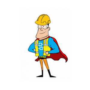 Cartoon drawing of a health and safety hero

